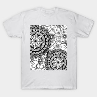 Mandalas over flowers T-Shirt